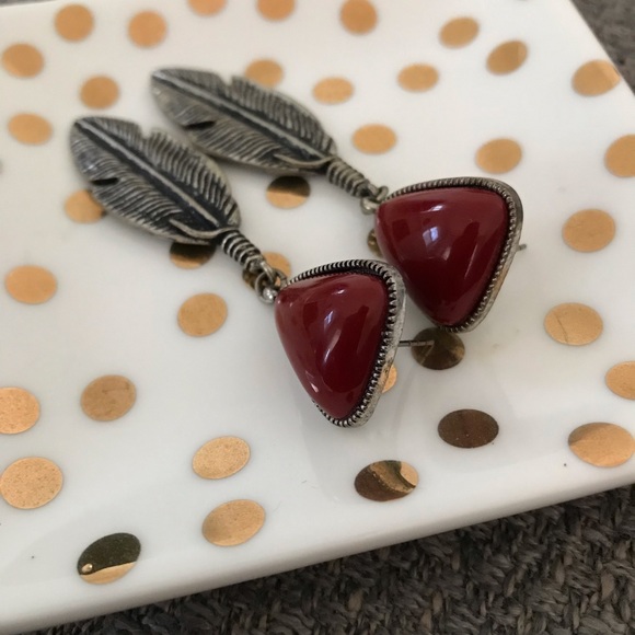 Feather + Stone Earrings - Picture 2 of 4
